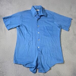 Kmart Mens S Short Sleeve Button Down Shirt Blue Vintage S.S. Kresge Pocket